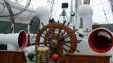 Onboard the deck of the Tall Ship 'Statsraad Lehmkul'