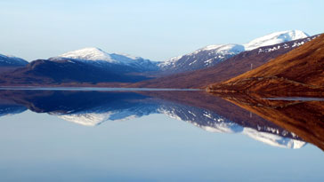 A beautiful still day picturing views around Glascarnoch dam - right click on image to get a new window displaying a 1920x1080 image to download