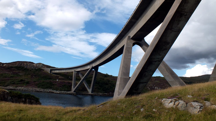 Kylesku road bridge was built by Morrison Construction Group, designed by the architects Arup (to complement the natural beauty of the site) and has won several design and construction awards