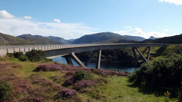 Kylesku road bridge was built by Morrison Construction Group, designed by the architects Arup (to complement the natural beauty of the site) and has won several design and construction awards