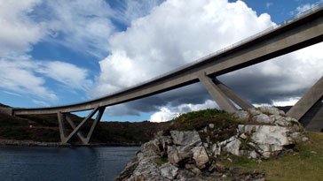 Kylesku road bridge was built by Morrison Construction Group, designed by the architects Arup (to complement the natural beauty of the site) and has won several design and construction awards