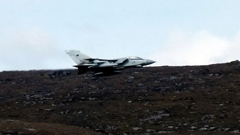Tornado fighter on exercise over the Highlands